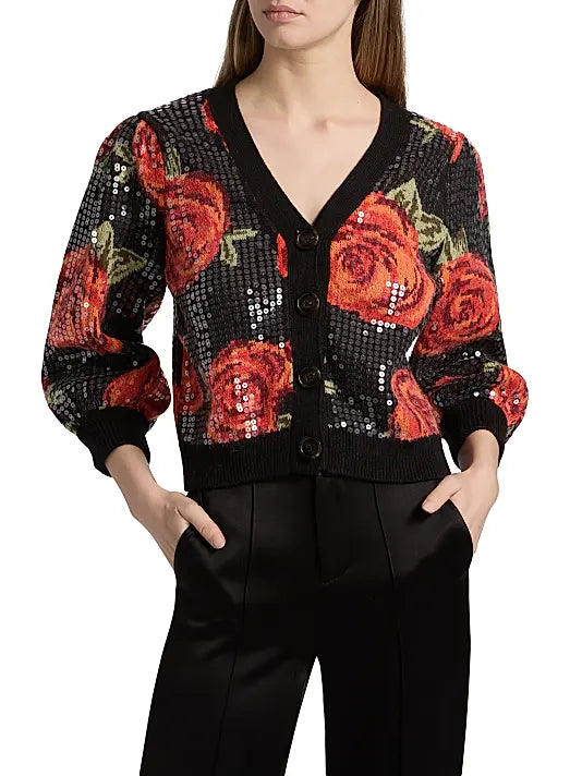 Latin Rose Sequin Cardigan