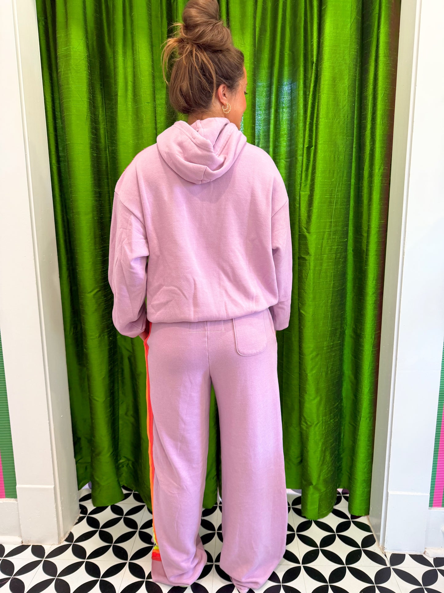 Mauve 5 Stripe Wide Leg Sweatpants