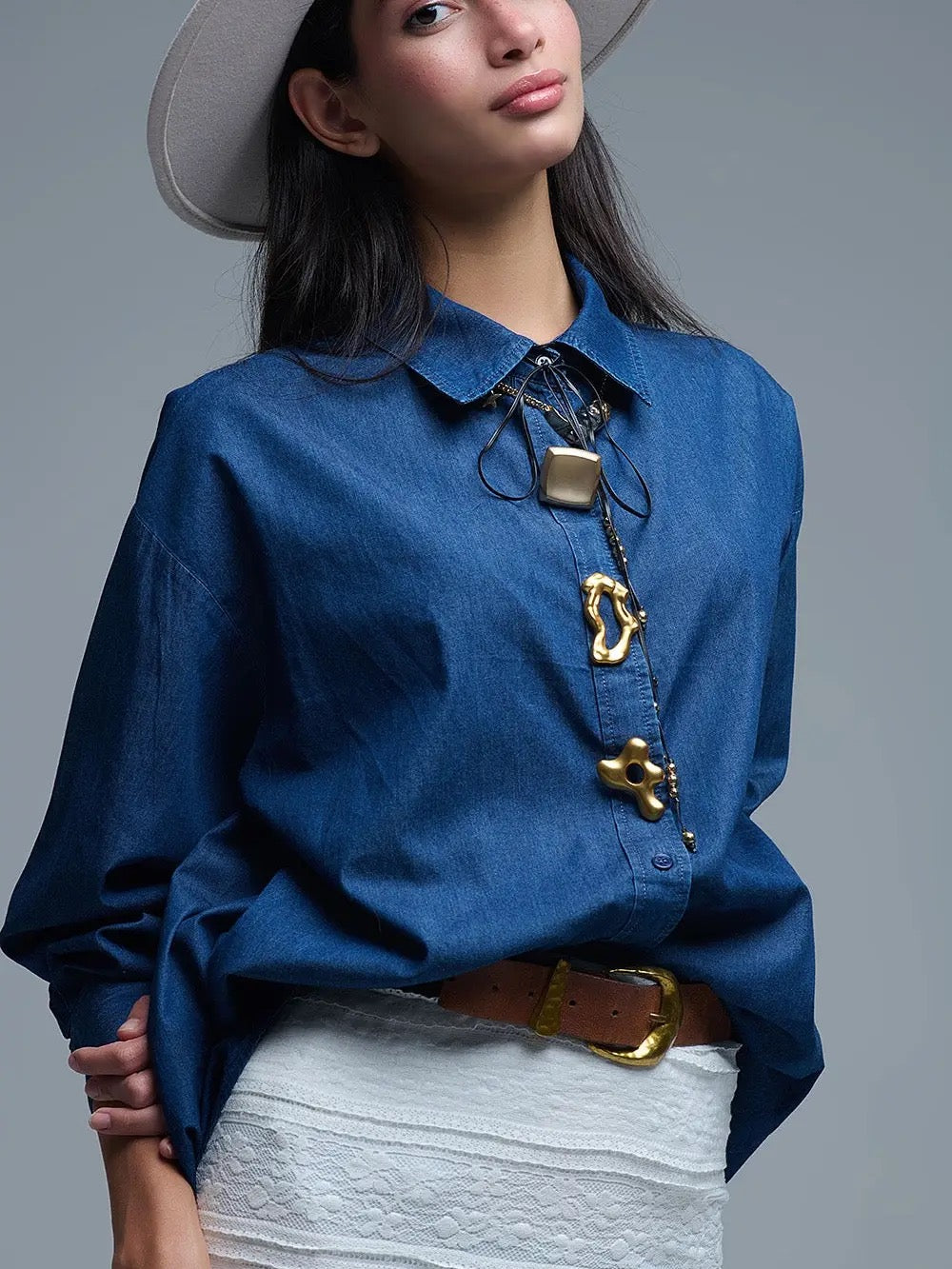 Dazed in Denim Oversized Top
