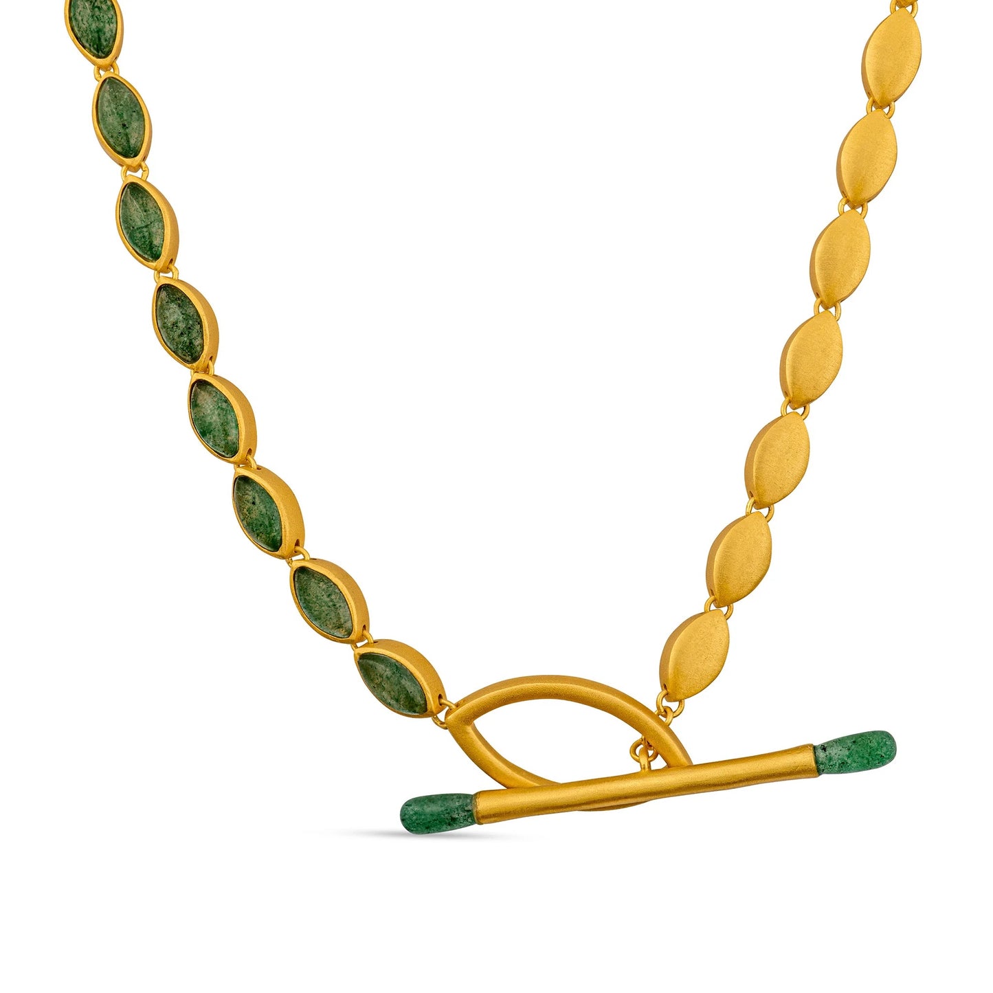 Jasmine Green Quartz Toggle Necklace