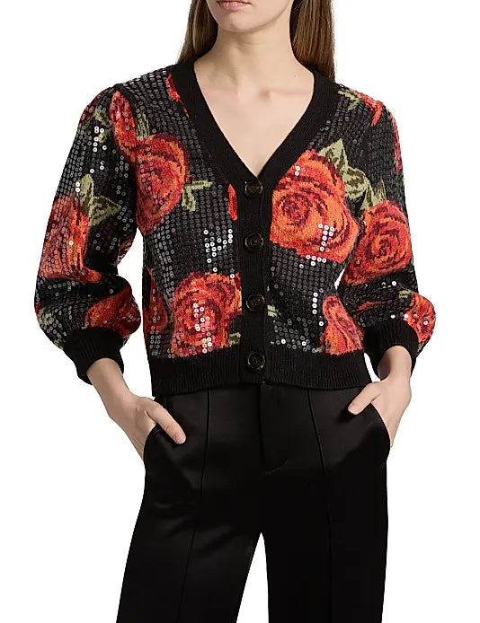 Latin Rose Sequin Cardigan