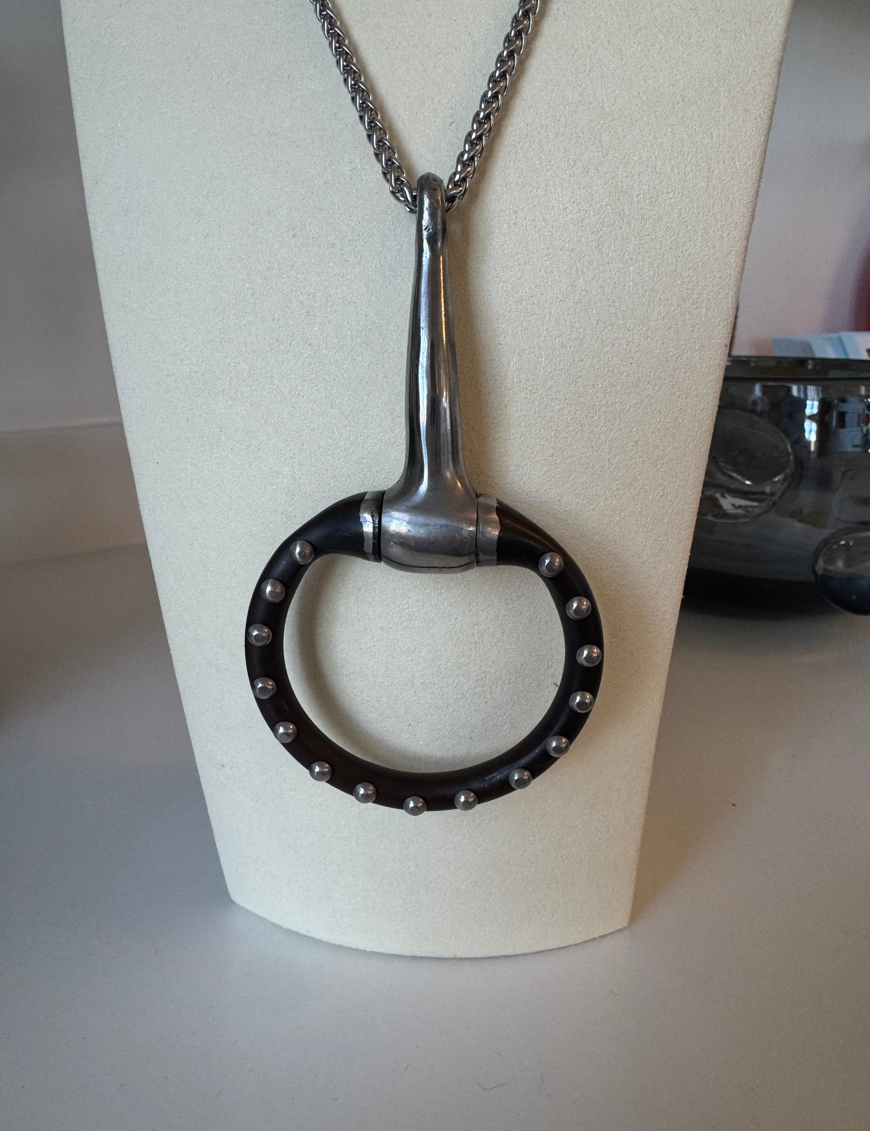 Brown Studded Horse Bit Necklace