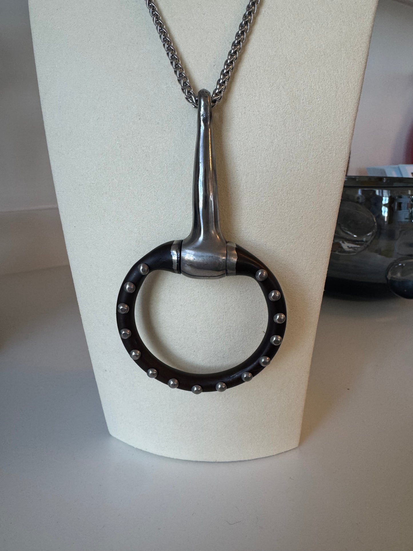 Brown Studded Horse Bit Necklace