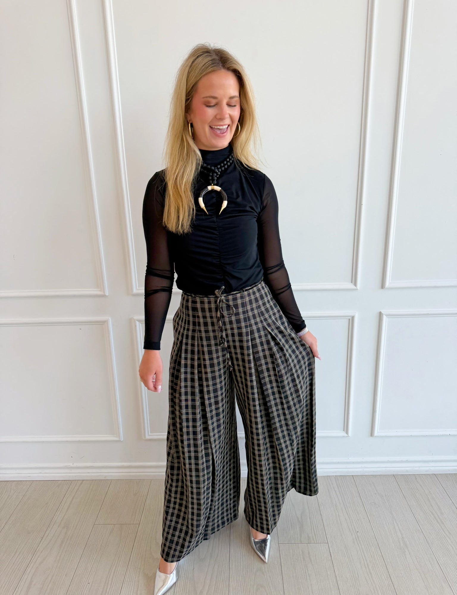 Plaid and Pleats Pants