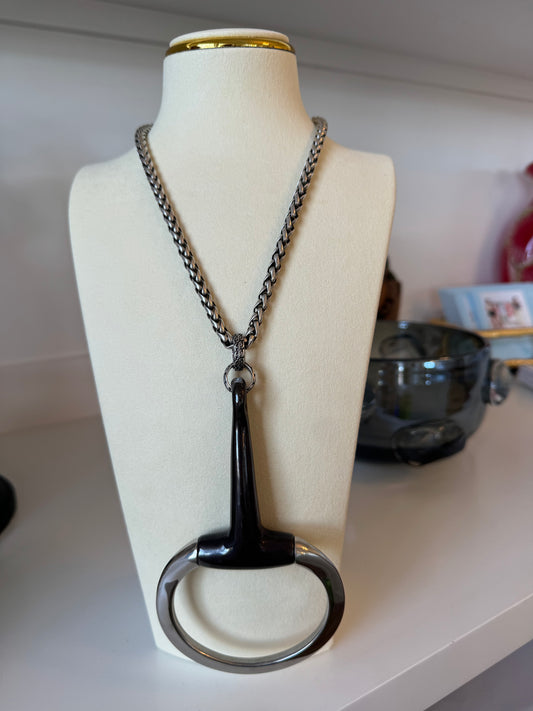 Large Brown & Silver Bit Necklace