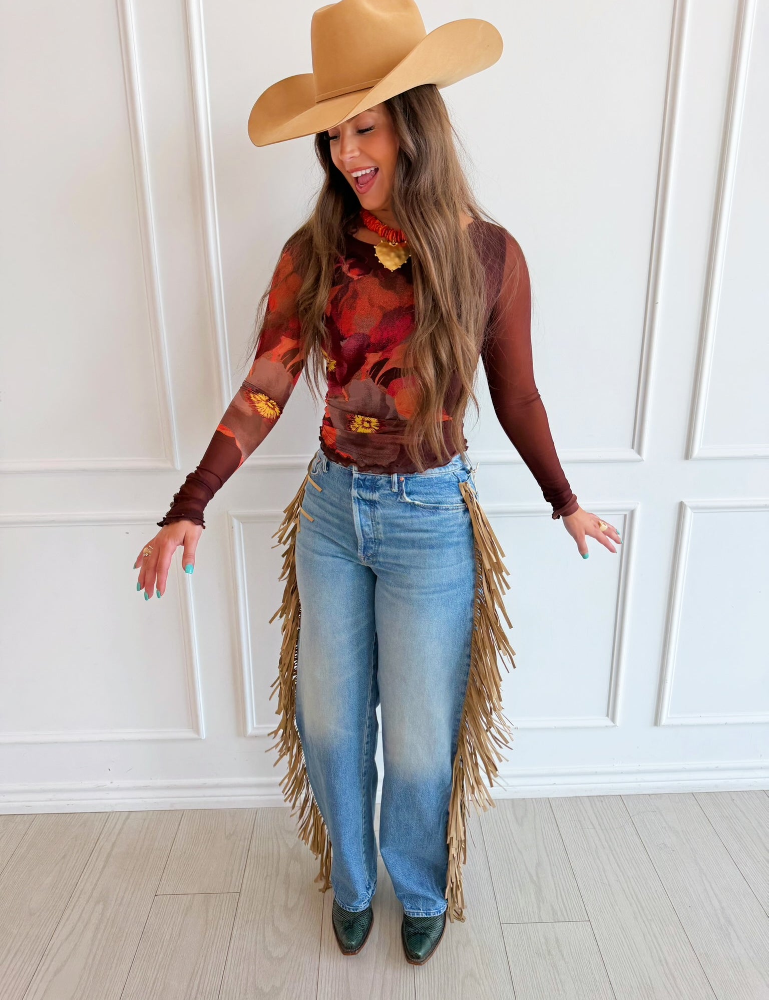 Lilly Cocoa Mesh Top