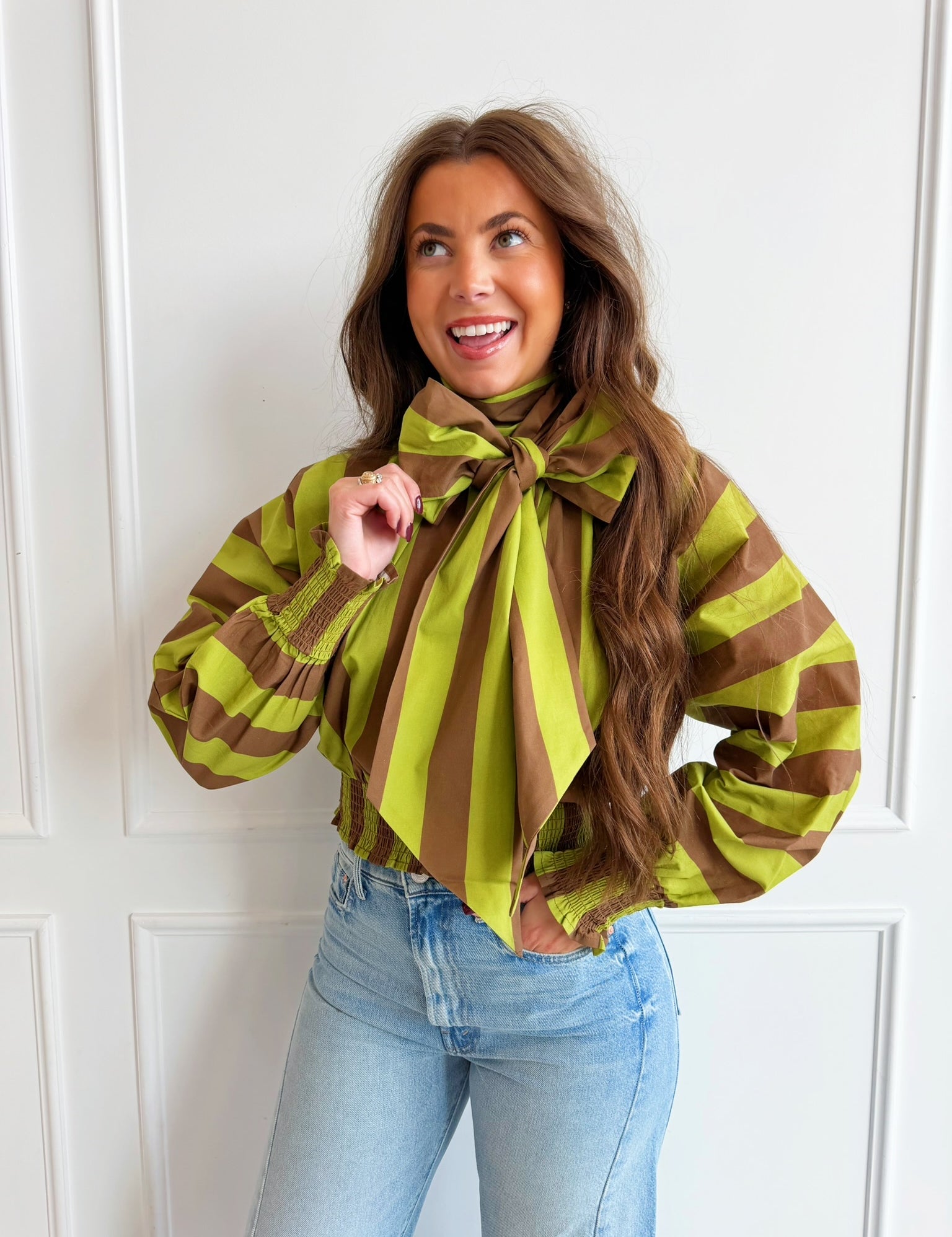 Olive Willow Stripe Top