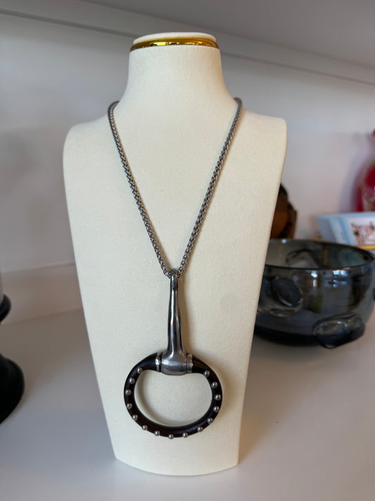 Brown Studded Horse Bit Necklace