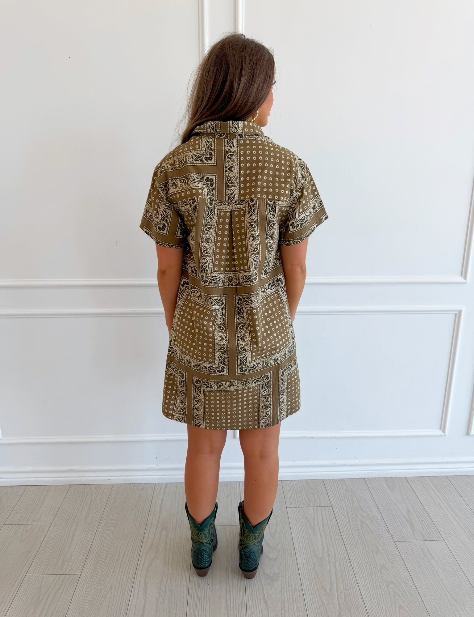 Olive Bandana Mini Dress