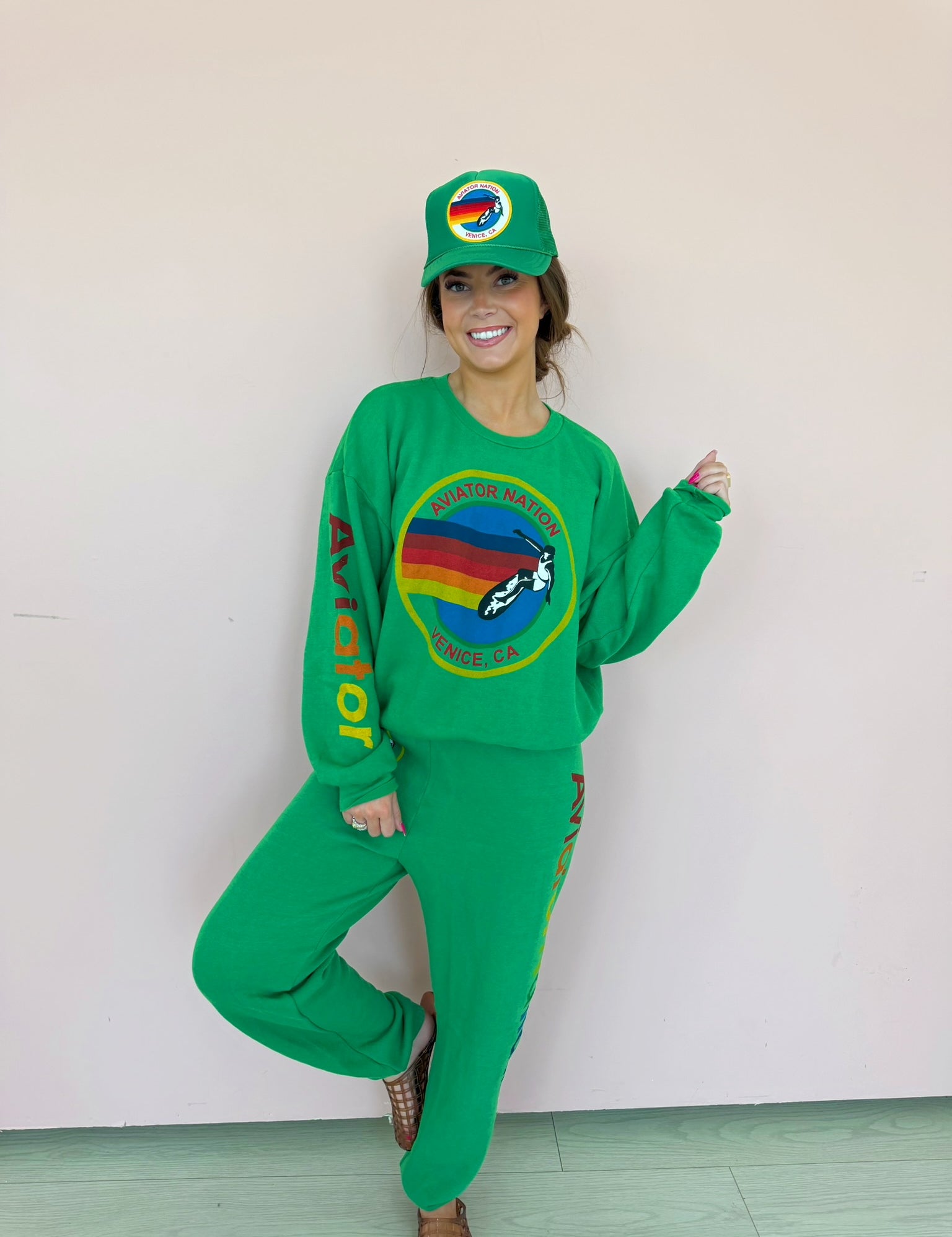 Green Aviator Sweatpants