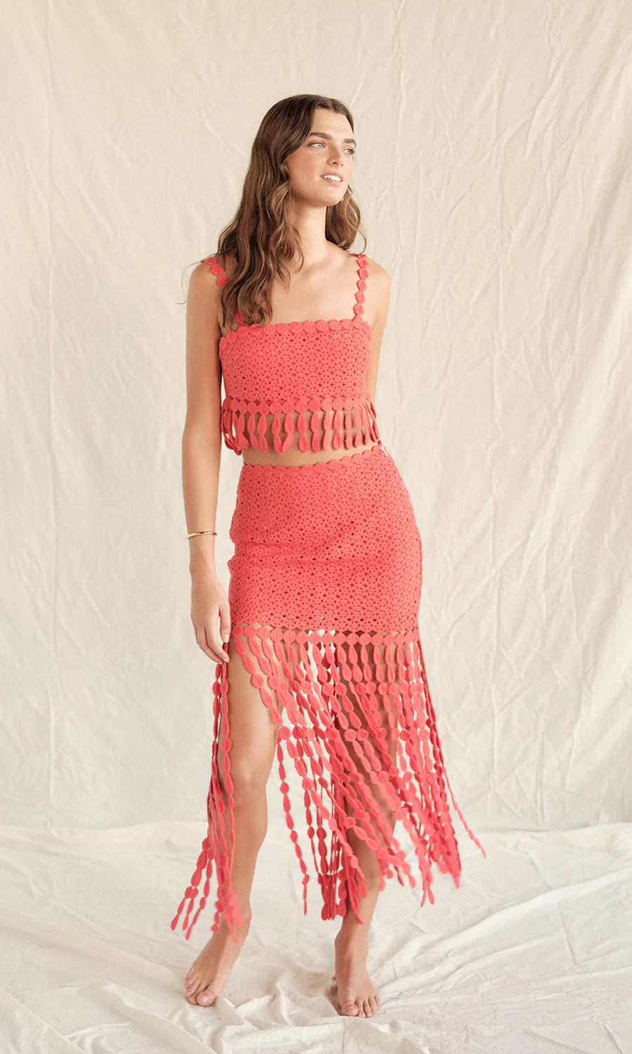 Ellie Fringe Skirt Set L