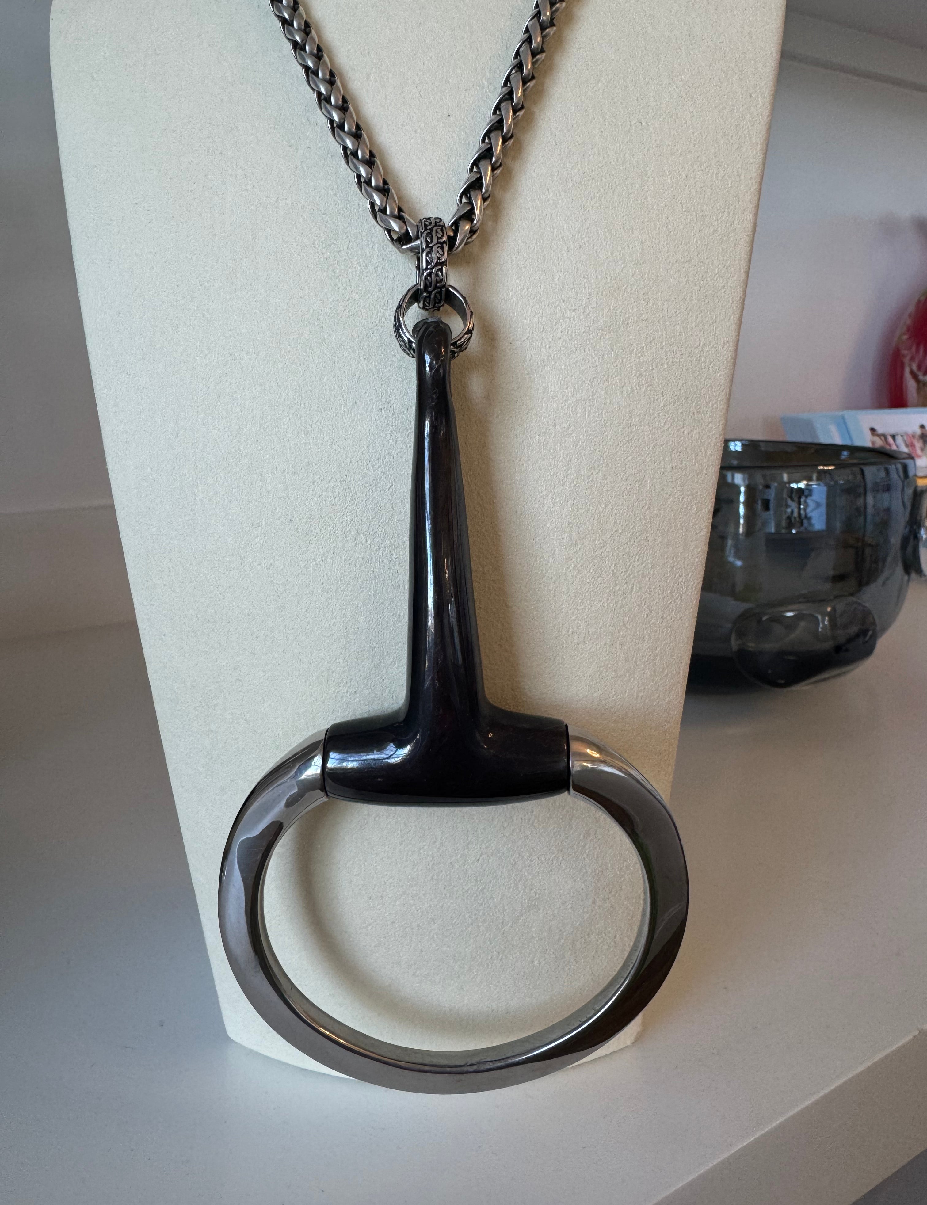 Large Brown & Silver Bit Necklace