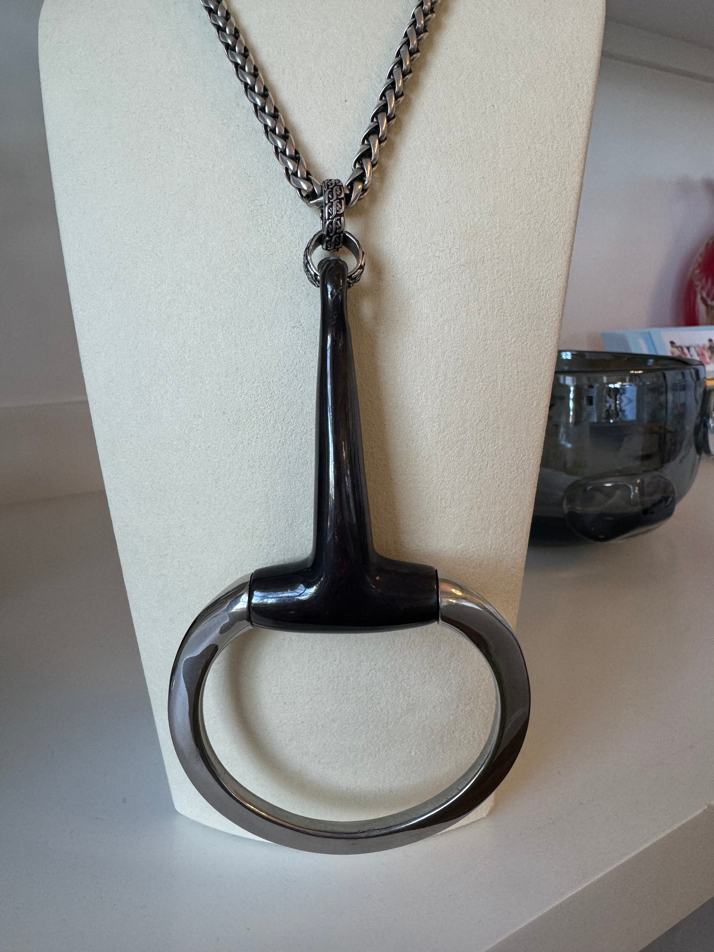 Large Brown & Silver Bit Necklace