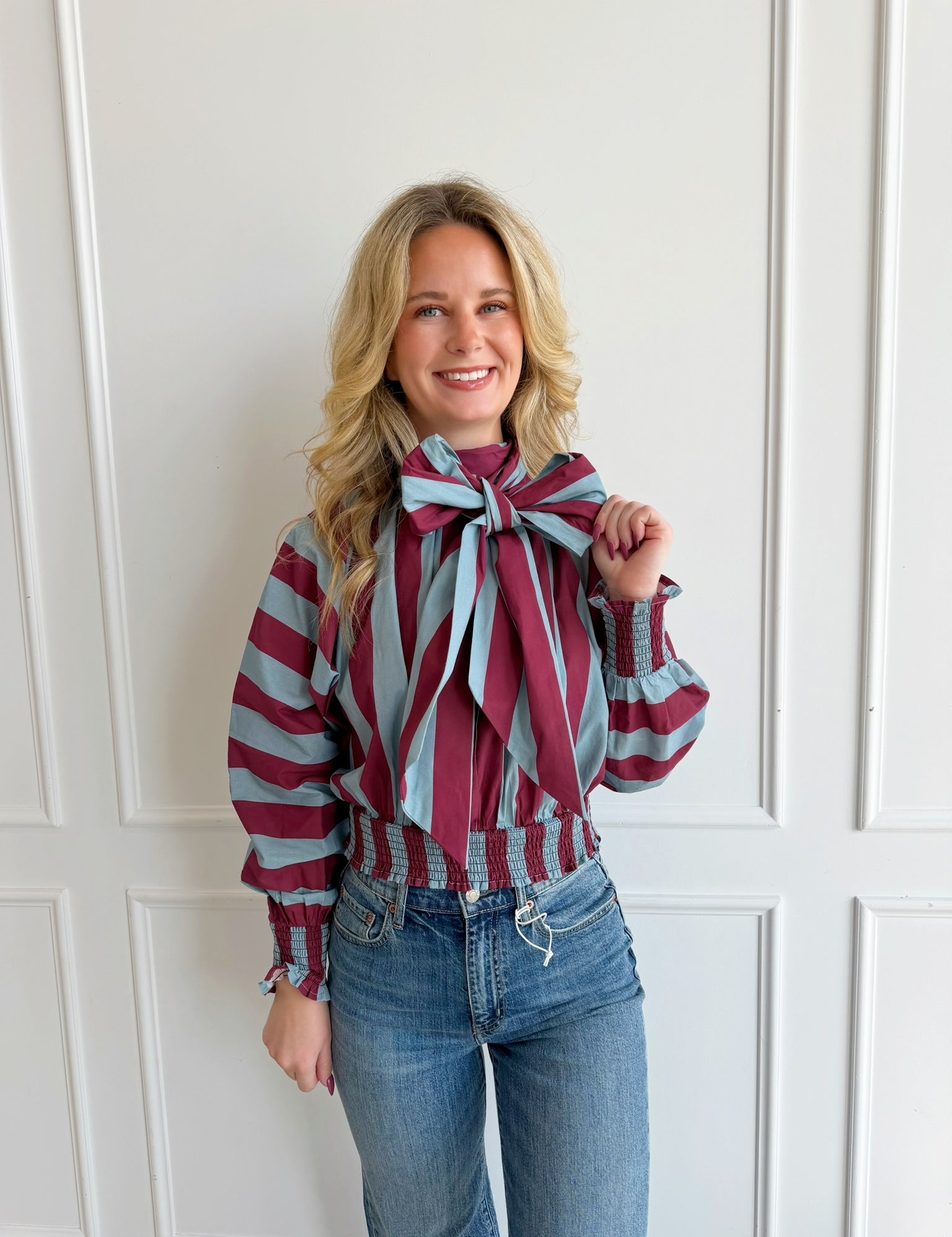 Wine Willow Stripe Top