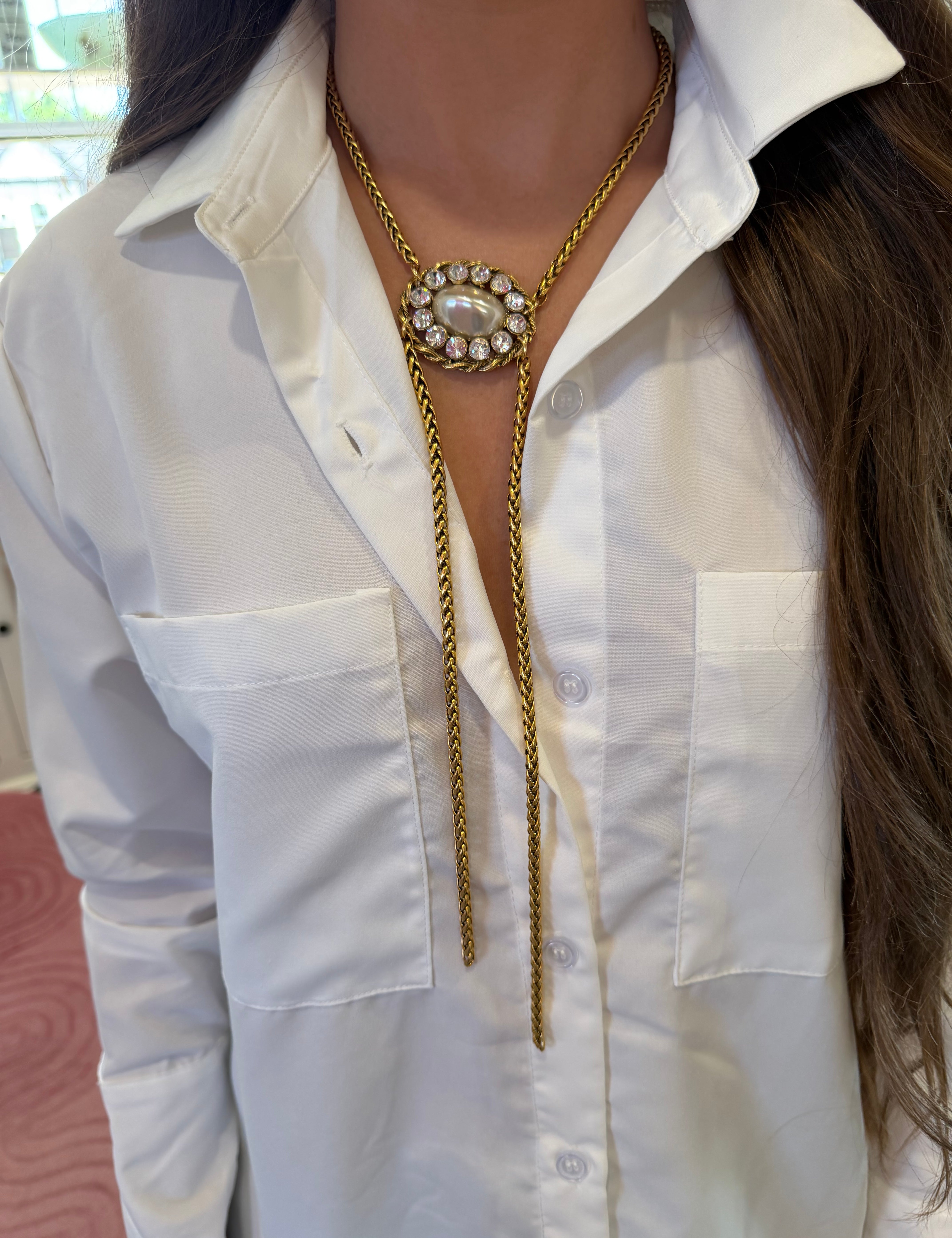 Diamond & Pearl Drop Necklace