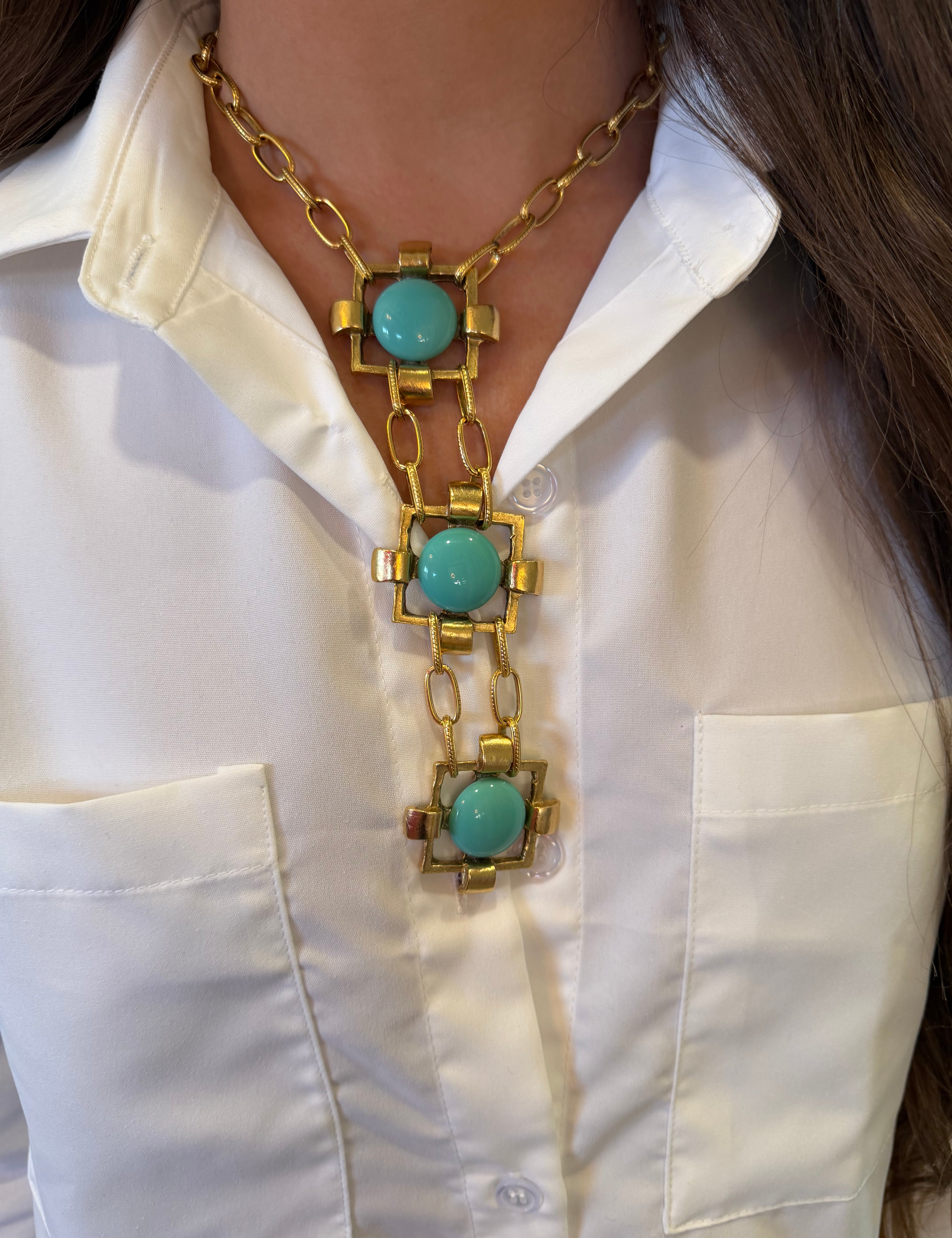 Turquoise Square Drop Necklace