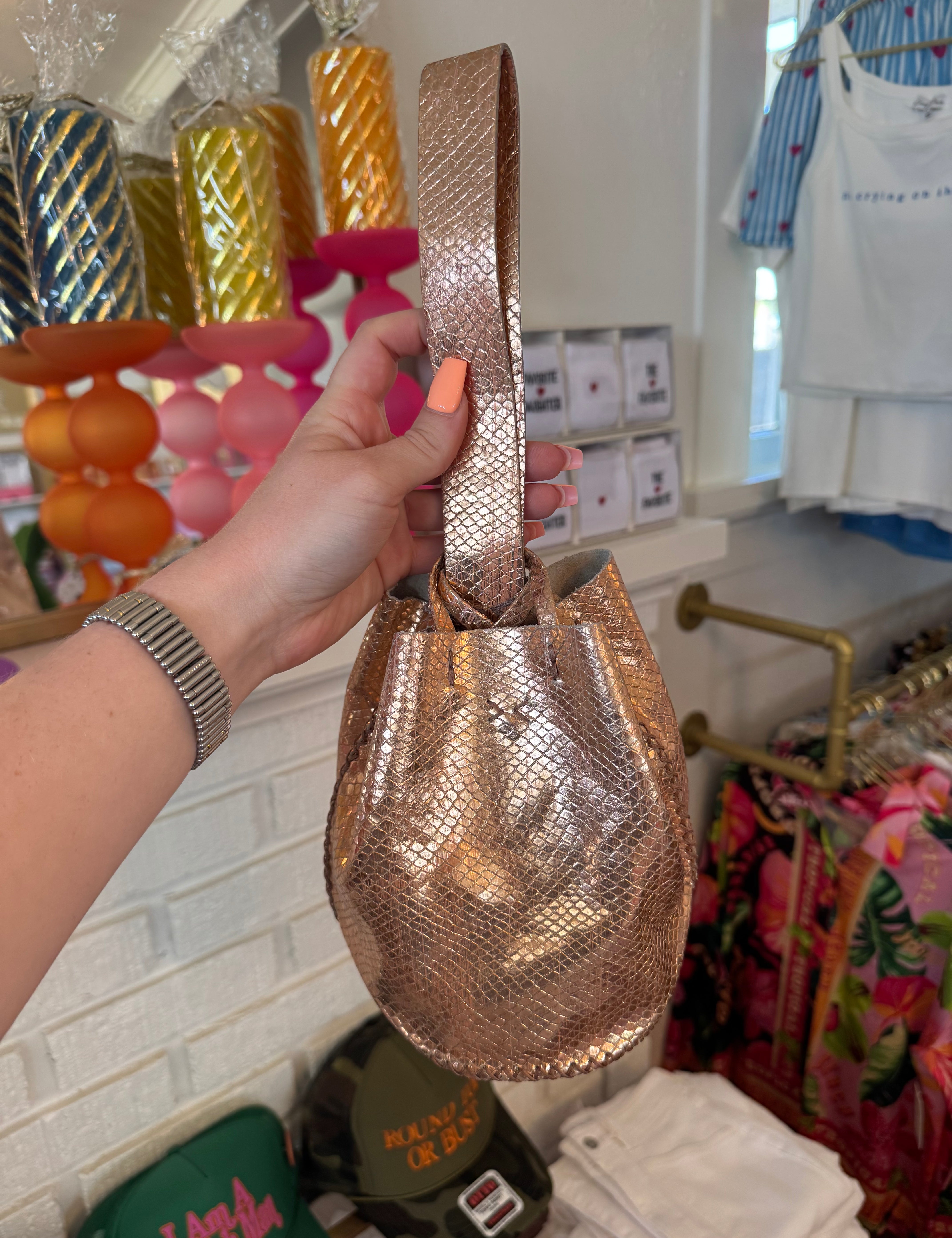 Rose Gold with Rose Stitch Purse
