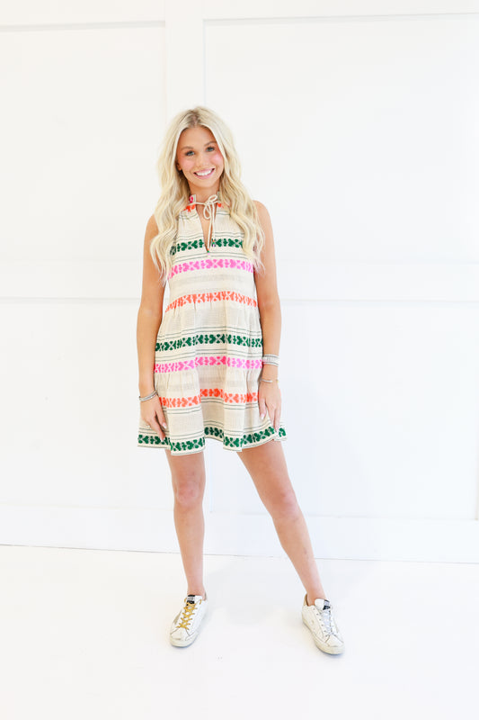 Calico Woven Jacquard Dress