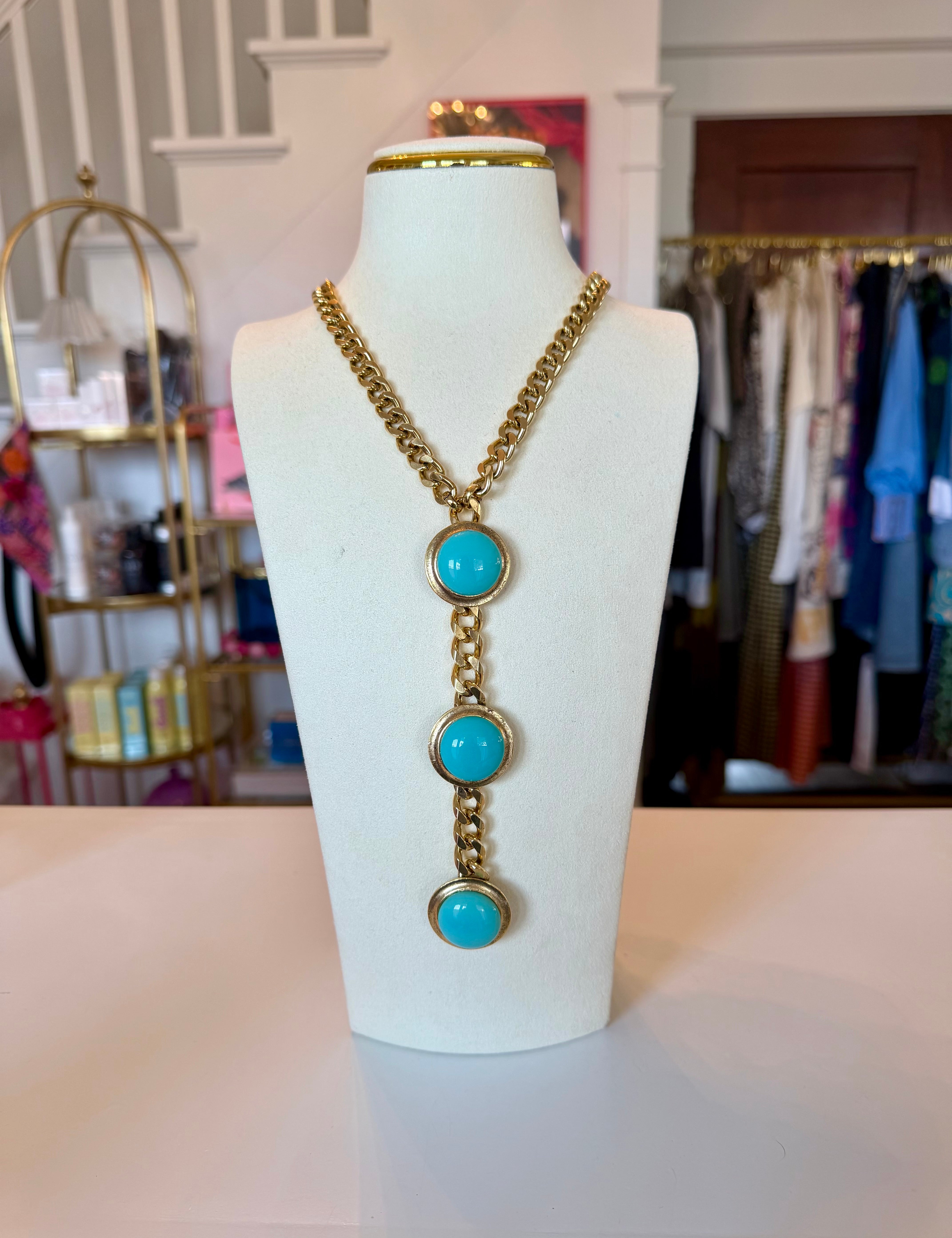 Round Turquoise Drop Necklace