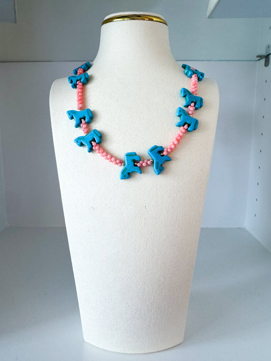Blue Pony Girl Necklace