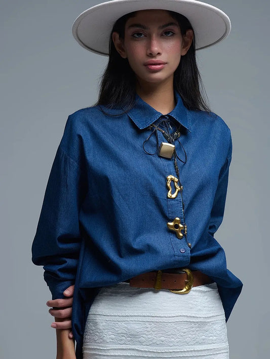 Dazed in Denim Oversized Top