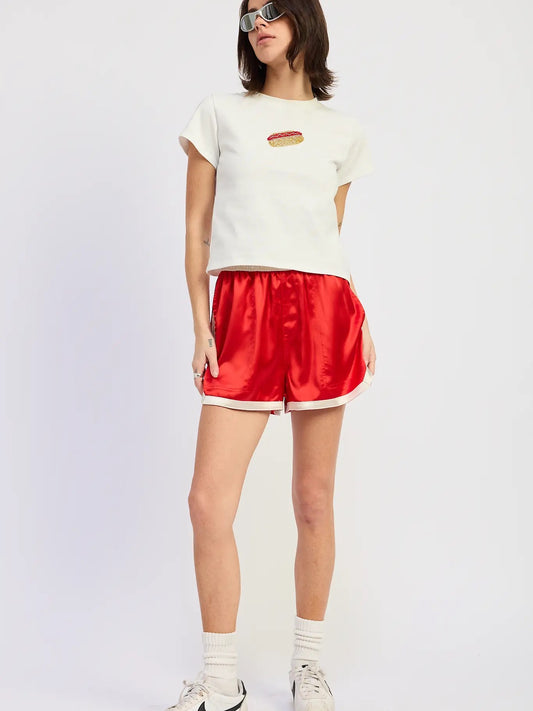 Red Satin Shorts