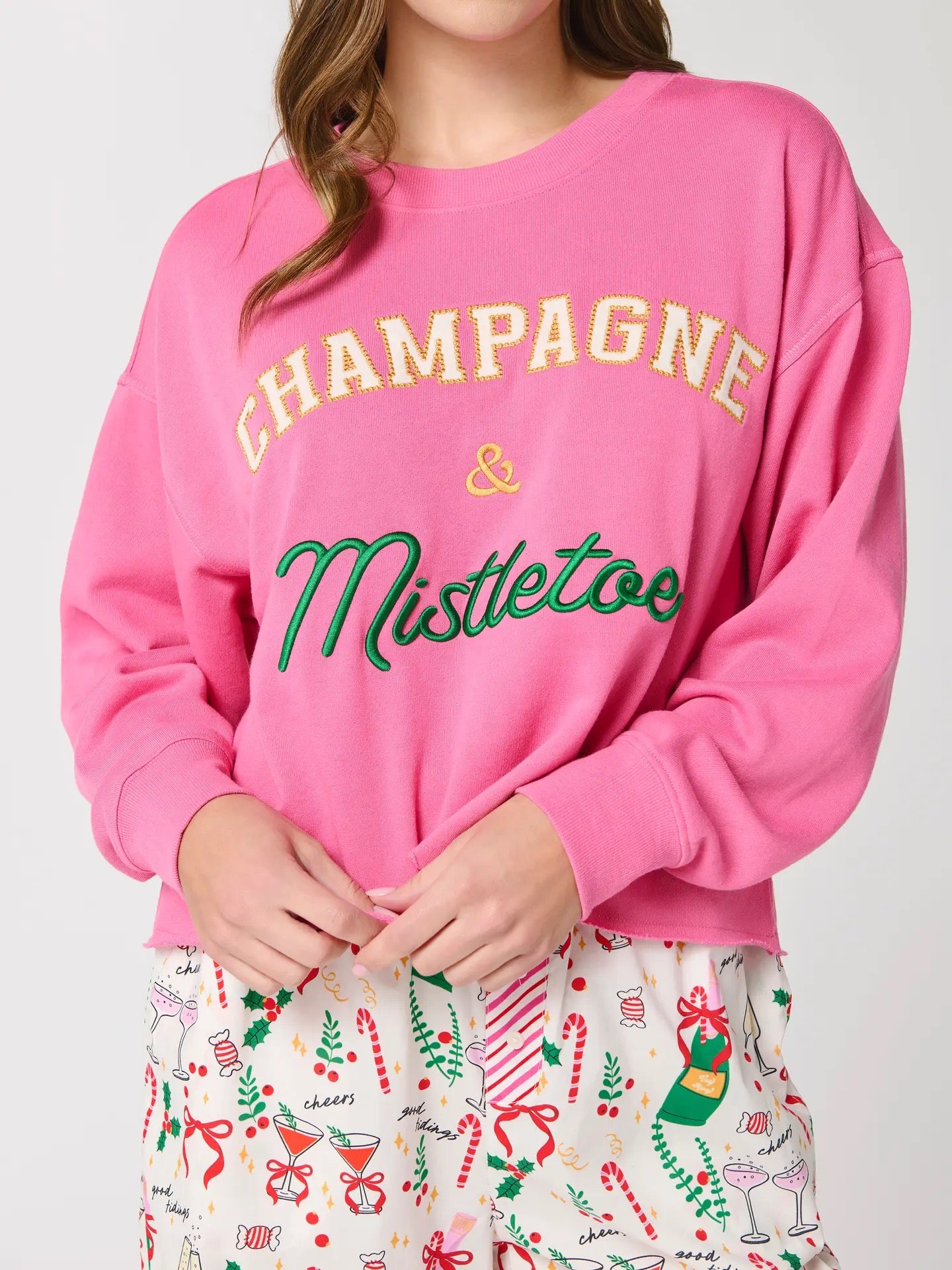 Champagne and Mistletoe Sweatshirt