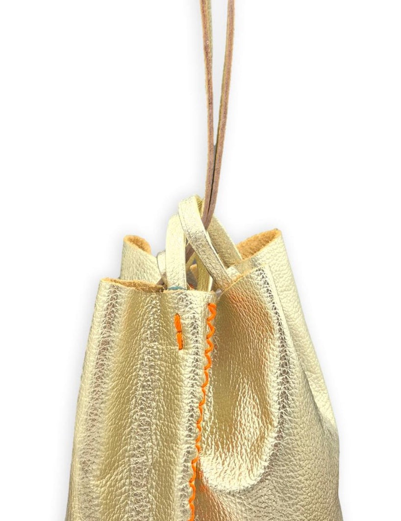 Gold with Orange Stitch Purse
