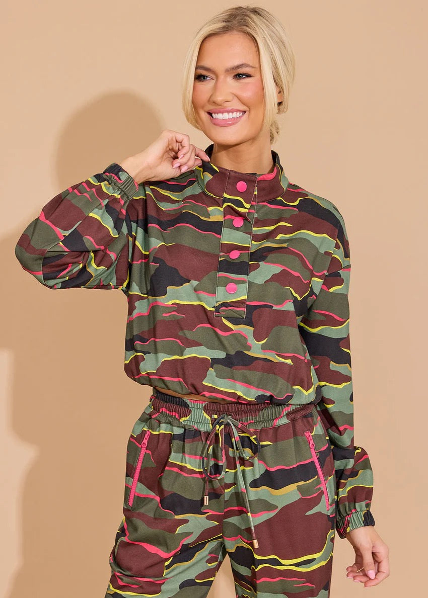 Frankine Neon Camo Top