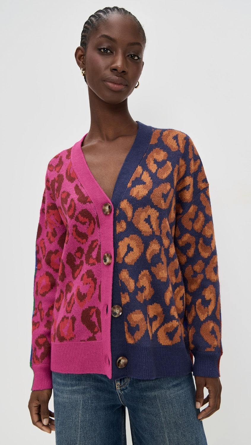 Ikat Mixed Leopard Cardigan