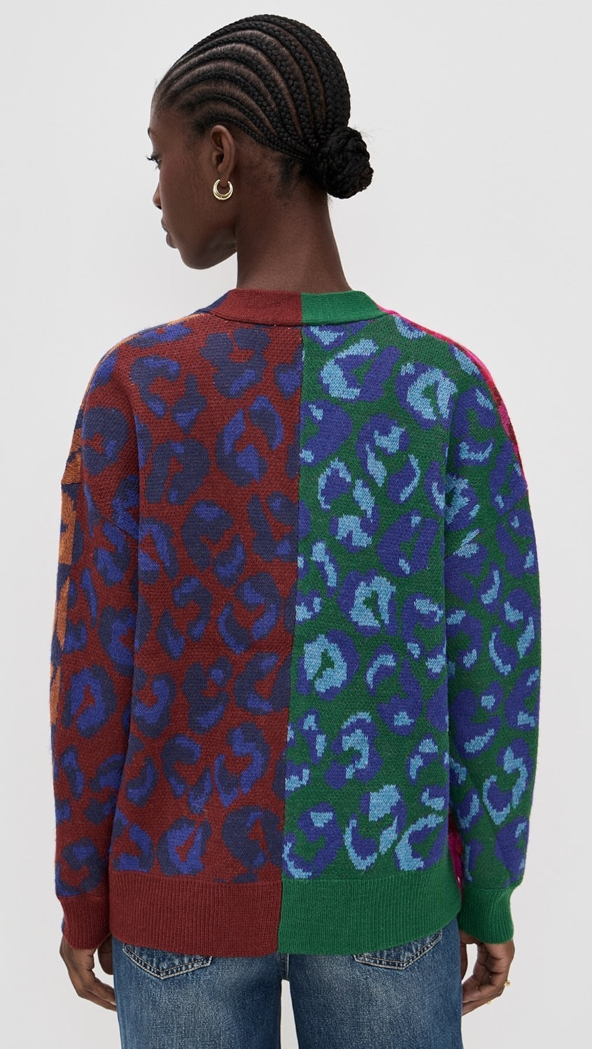 Ikat Mixed Leopard Cardigan