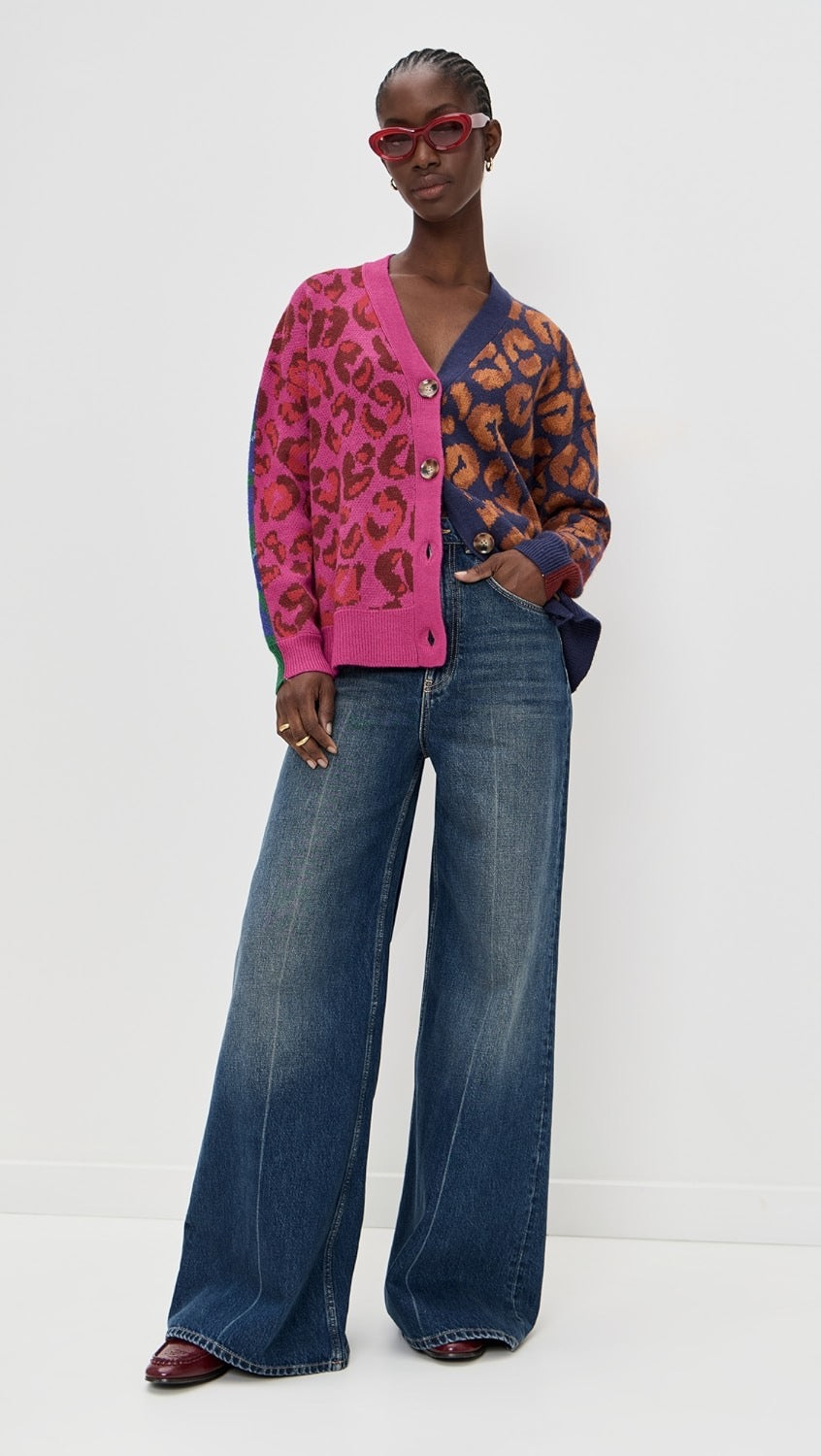 Ikat Mixed Leopard Cardigan
