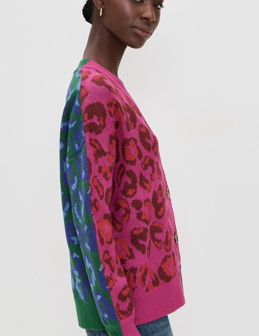 Ikat Mixed Leopard Cardigan