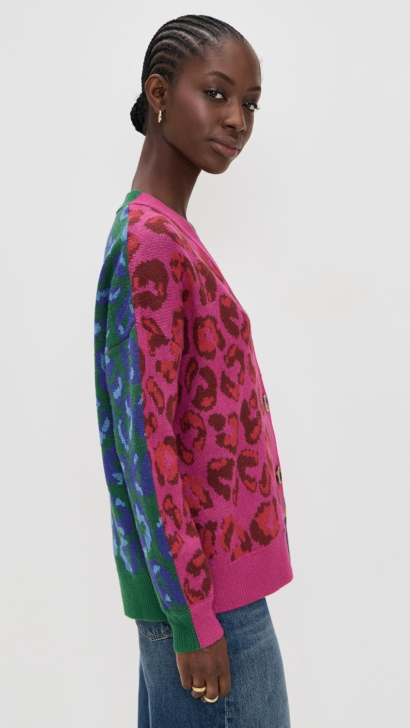Ikat Mixed Leopard Cardigan