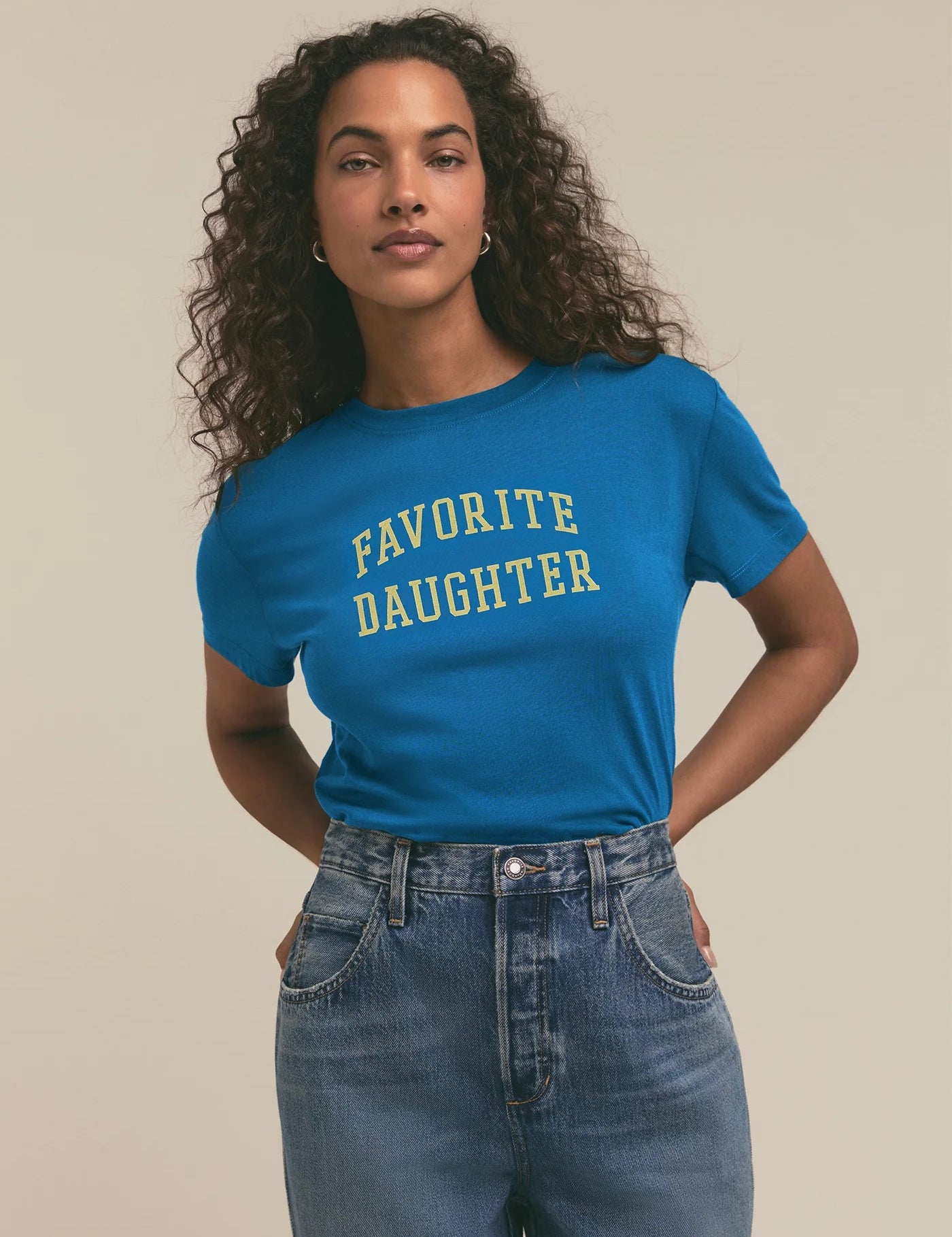 Favorite Daughter Sapphire Cropped Collegiate Tee