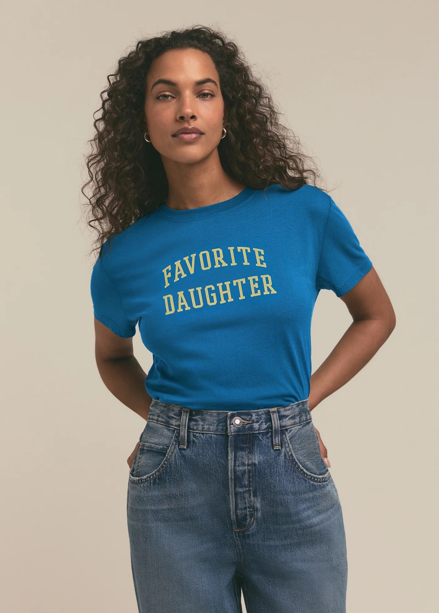 Favorite Daughter Sapphire Cropped Collegiate Tee