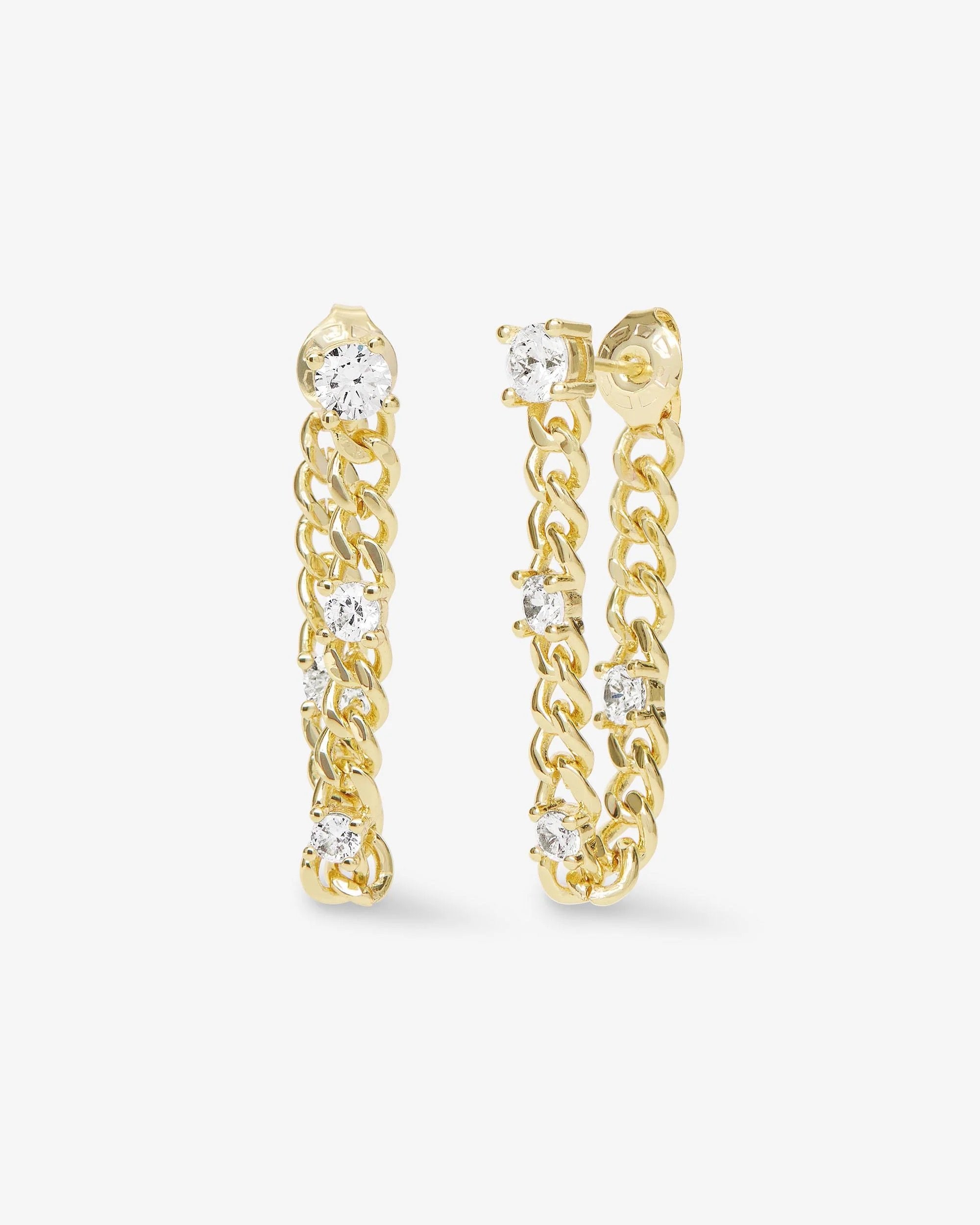 Julian Triple Diamond Soft Chain Hoops