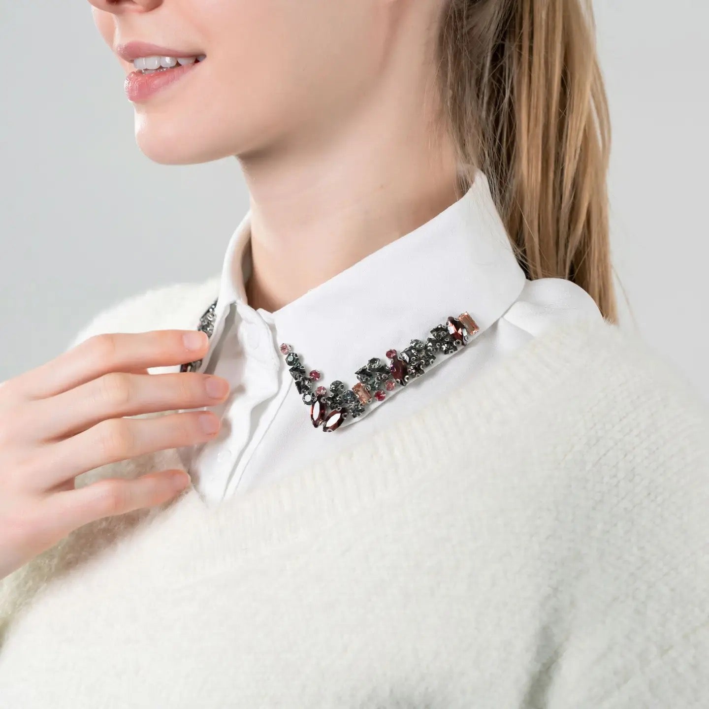 Rainbow Crystal Embellished Collar