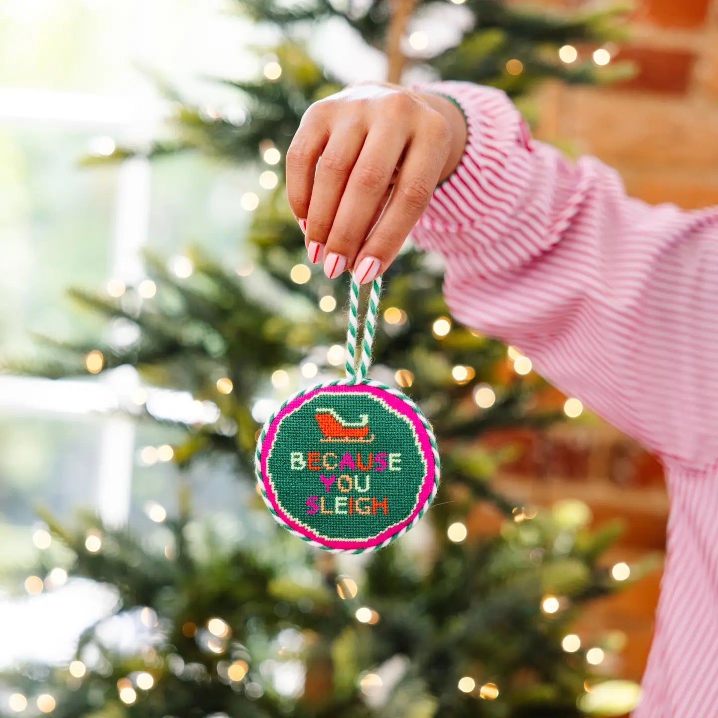 Needlepoint Ornament - Because you Sleigh - Thumbnail 2