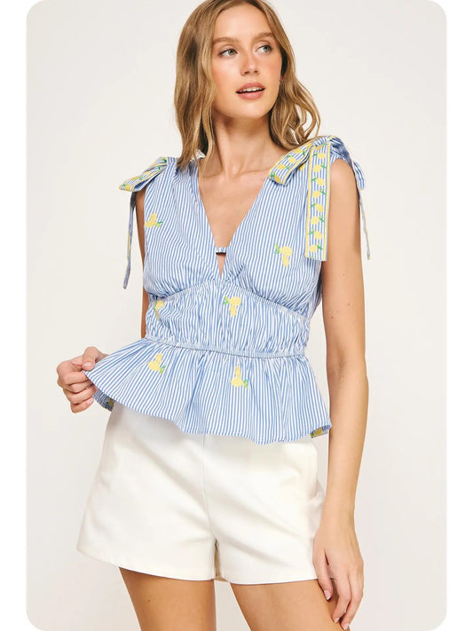Lemon Marina Stripe Top