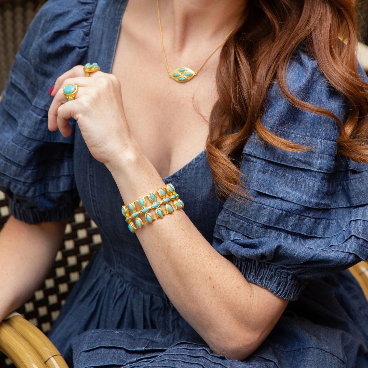 Flower Crown Turquoise Cuff