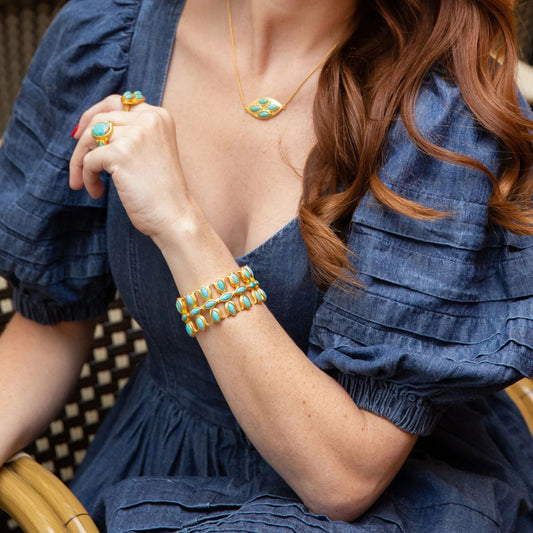 Flower Crown Turquoise Cuff