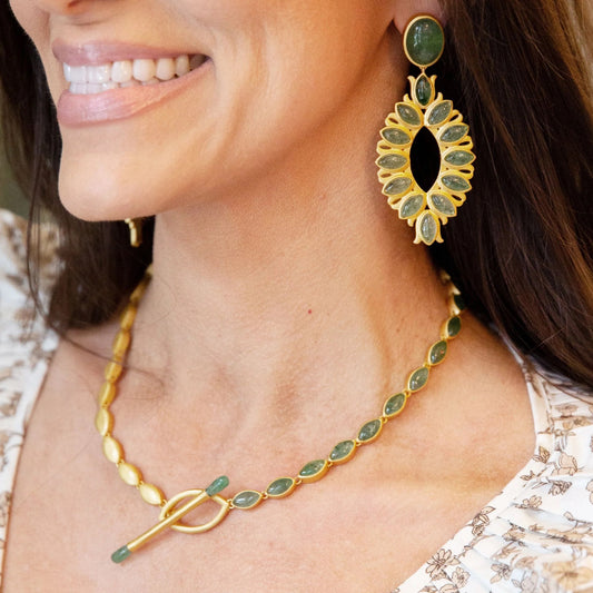 Jasmine Green Quartz Toggle Necklace
