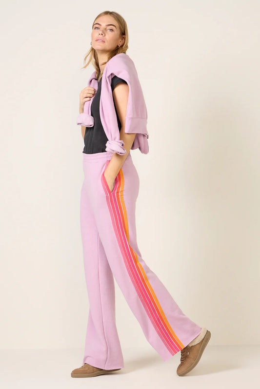 Mauve 5 Stripe Wide Leg Sweatpants