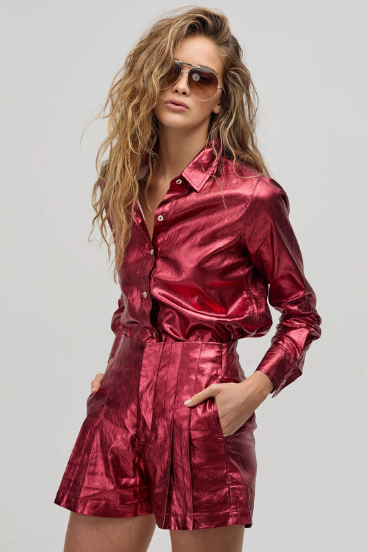 Cherry Metallic Frida Shorts