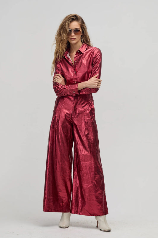 Cherry Metallic Culotte Pants