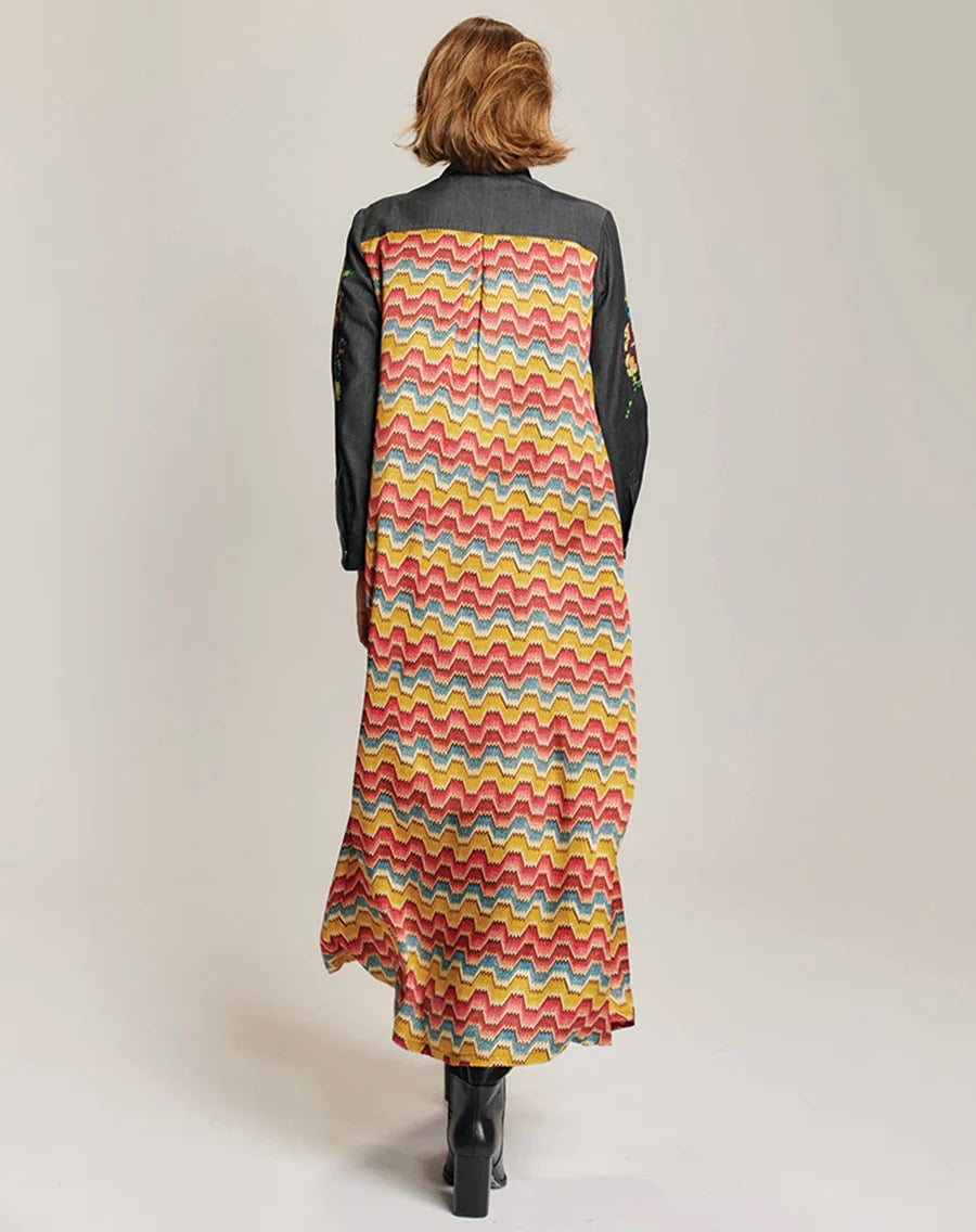 Elena Combined Denim Shirt Dress