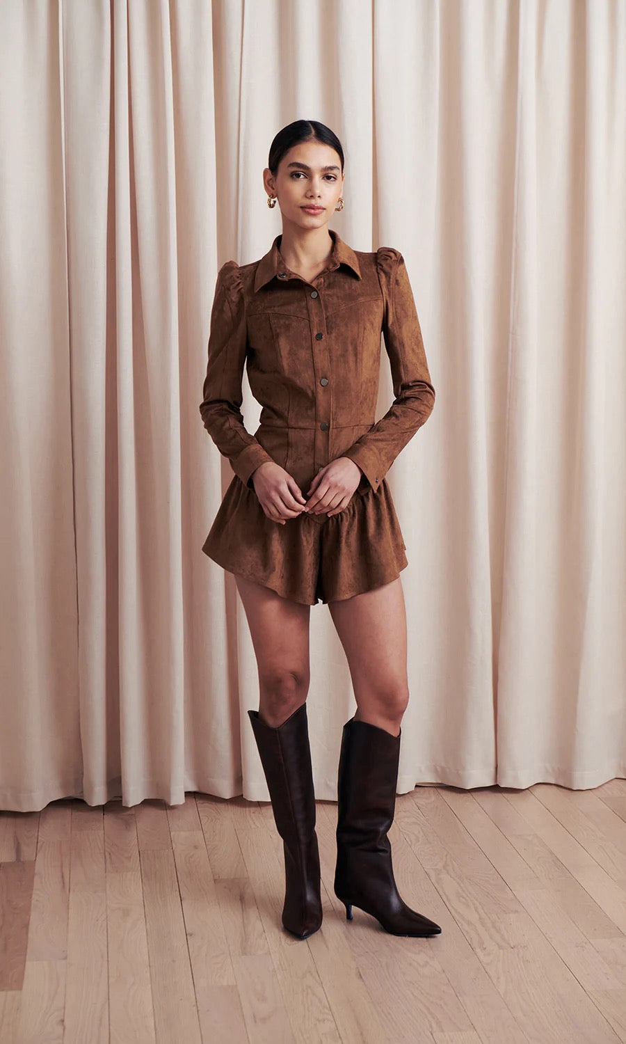 Enid Fauz Suede Romper