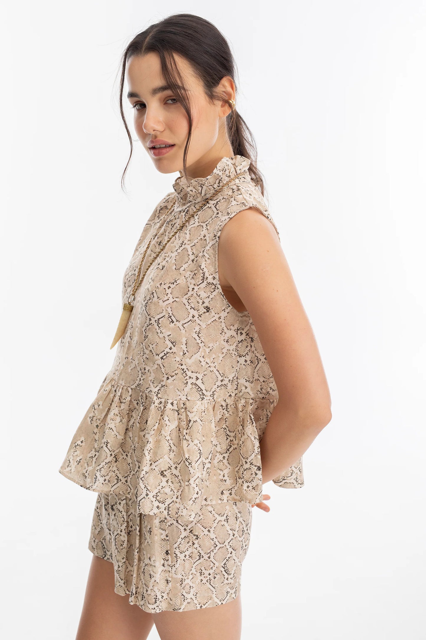Daisy Metallic Linen Top
