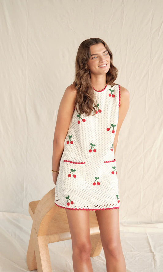 Wynn Cherry Crochet Dress